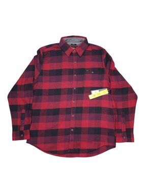 Lee Mens L Plaid Flannel Long Sleeve Button-Up Shirt Stretch Regular Fit